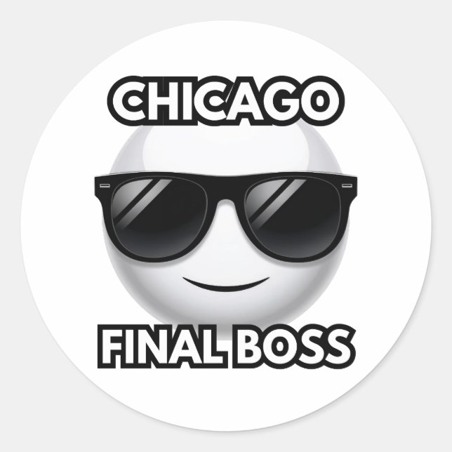 Pegatina Redonda Chicago Final Boss Cool Emoji  (Anverso)