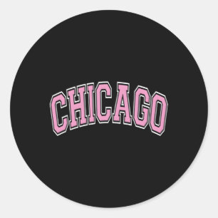 Pegatina Redonda Chicago Illinois Il Varsity Style K Textos