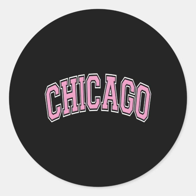 Pegatina Redonda Chicago Illinois Il Varsity Style K Textos (Anverso)