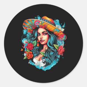 Pegatina Redonda Chicano Chicana La Raza Barrio Tattoo Muerte _7