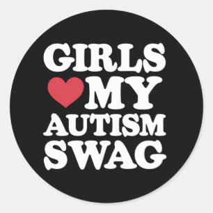 Pegatina Redonda Chicas Aman Mi Swagger de Autismo Divertida Concie