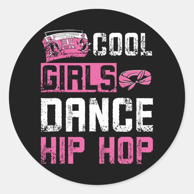 Pegatina Redonda Chicas bailan Hip Hop (Anverso)