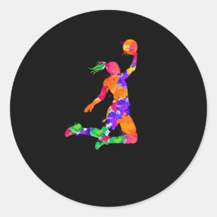 Pegatina Redonda Chicas Baloncesto Para Ventiladores De Baloncesto