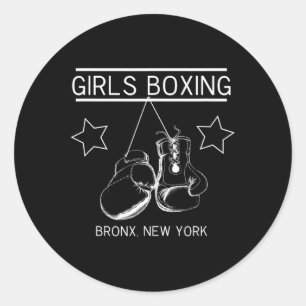 Pegatina Redonda Chicas Boxeando al Bronx New York Rachel Friends