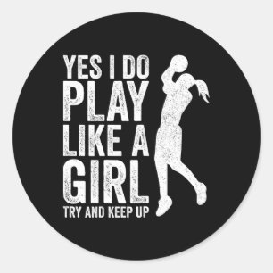 Pegatina Redonda Chicas Bysketbyll Player Clothes Citas Giotes Play