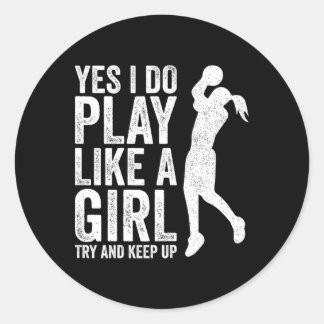 Pegatina Redonda Chicas Bysketbyll Player Clothes Citas Giotes Play