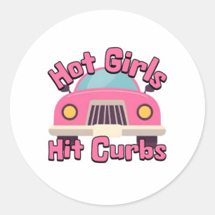 Pegatina Redonda Chicas calientes golpean frascos Funny auto rosado