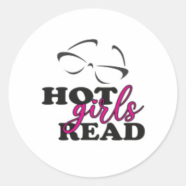 Pegatina Redonda Chicas Calientes Leen Sticker Redondo