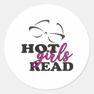 Pegatina Redonda Chicas Calientes Leen Sticker Redondo