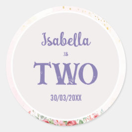 Pegatina Redonda Chicas cortan a los niños mariposa rosada morada C