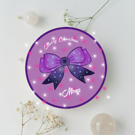Pegatina Redonda Chicas Cute Bow Merry nombre personalizado de Navi