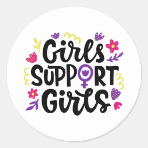 Pegatina Redonda Chicas de apoyo a chicas