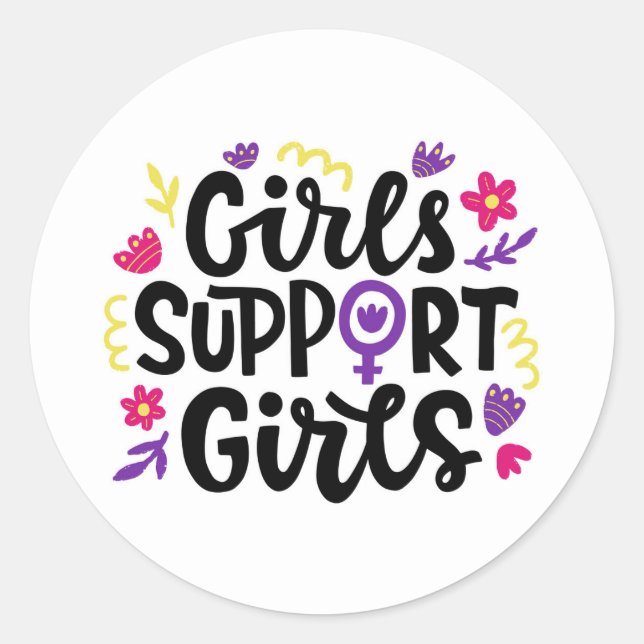 Pegatina Redonda Chicas de apoyo a chicas (Anverso)