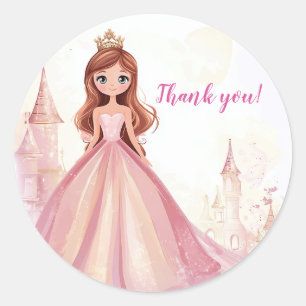 Pegatina Redonda Chicas de compañía Princesa Cumpleaños Gracias Peg