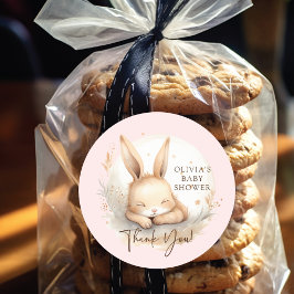 Pegatina Redonda Chicas de conejo de madera Baby Shower