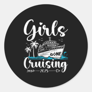 Pegatina Redonda Chicas de Crucero 2025 Viaje de Vacaciones en Cruc