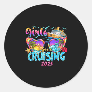Pegatina Redonda Chicas de crucero divertido viaje de vacaciones 20