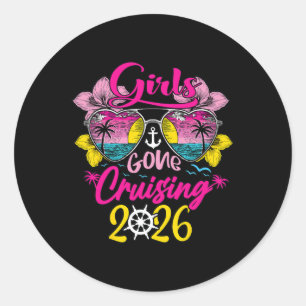 Pegatina Redonda Chicas de crucero se van de crucero 2026 Viaje de 