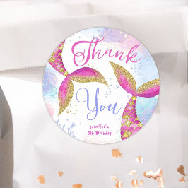 Pegatina Redonda Chicas de cumpleaños de sirvienta rosan oro