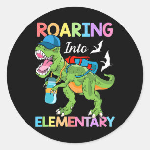 Pegatina Redonda Chicas De Dinosaurios Elementales Regresan A La Es