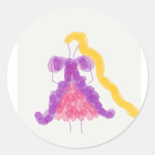 Pegatina Redonda Chicas de flores Colección Princesa Rapunzel Pegat