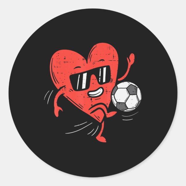 Pegatina Redonda Chicas de fútbol de Día de San Valentín de fútbol  (Anverso)