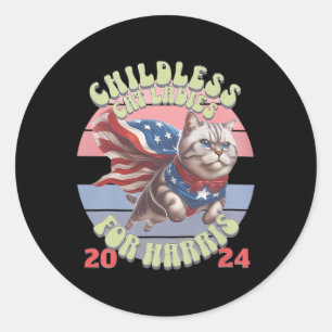 Pegatina Redonda Chicas De Gato Sin Hijos Vintage Para Kamala Harri