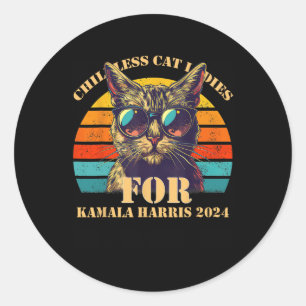 Pegatina Redonda Chicas De Gato Sin Hijos Vintage Para Kamala Harri