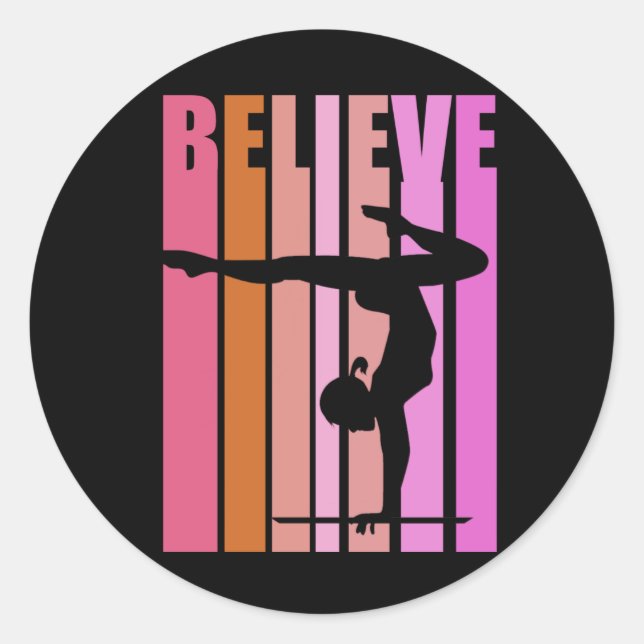 Pegatina Redonda Chicas de gimnasia de gimnasia de chica manejan ro (Anverso)