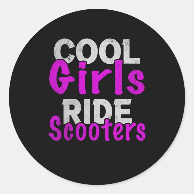 Pegatina Redonda Chicas de Guay viajan en Scooters Scooter (Anverso)