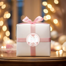 Pegatina Redonda Chicas de hadas Mushroom House Ribbon Twins Cumple