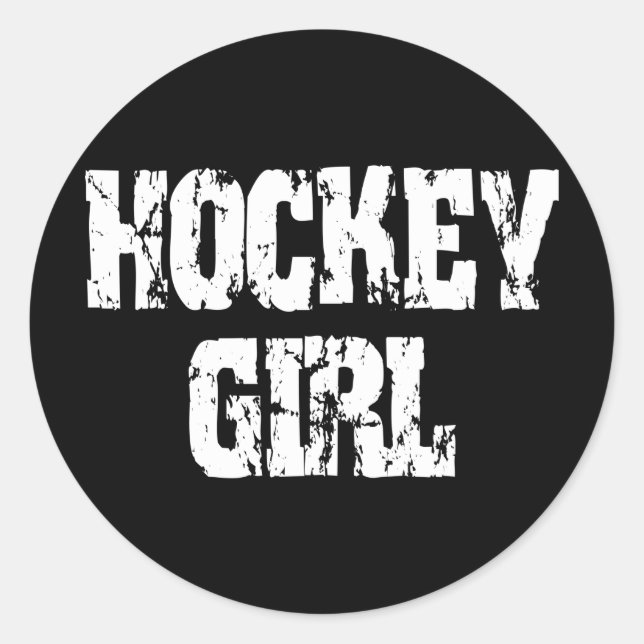 Pegatina Redonda Chicas de hockey Chica (Anverso)