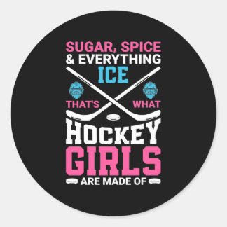 Pegatina Redonda Chicas de hockey sobre hielo de todo