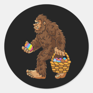 Pegatina Redonda Chicas de Huevos en Bigfoot Easter Day Niños diver
