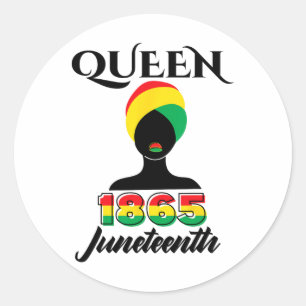Pegatina Redonda Chicas de junio Reina Afro Melanin Gi negra