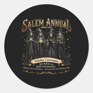 Pegatina Redonda Chicas de la Vintage de Halloween Salem A