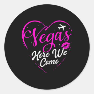 Pegatina Redonda Chicas de Las Vegas en familia viajan a Las Vegas