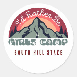 Pegatina Redonda Chicas de LDS Campamento Personalizado Cute Pegati
