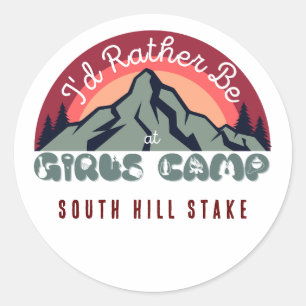 Pegatina Redonda Chicas de LDS Campamento Personalizado Cute Pegati
