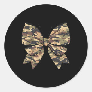 Pegatina Redonda Chicas de mariposa de vaca mujeres Camo Coquette B