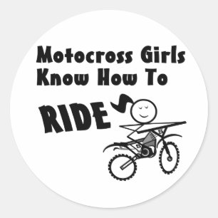 Pegatina Redonda Chicas de Motocross