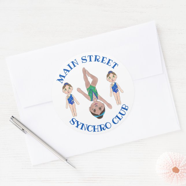 Pegatina Redonda Chicas De Natación Sincronizados Síncronos Deporte (Sobre)