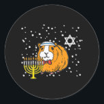 Pegatina Redonda Chicas de niños judíos de Hanukkah Guinea Pig Chan<br><div class="desc">Chicas de niños judíos de Hanukkah Guinea Pig Chanukah</div>