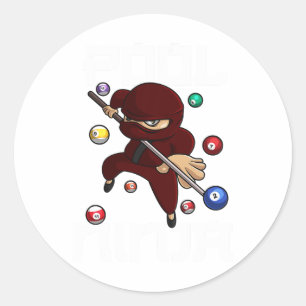 Pegatina Redonda Chicas de niños Ninja Cute Pocket Billiards