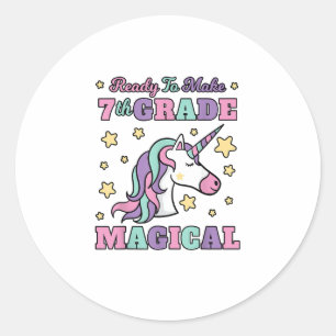Pegatina Redonda Chicas De Nuevo Grado A La Escuela Magical Unicorn