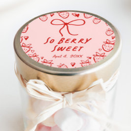 Pegatina Redonda Chicas de Strawberry Whimsical Coquette Bow