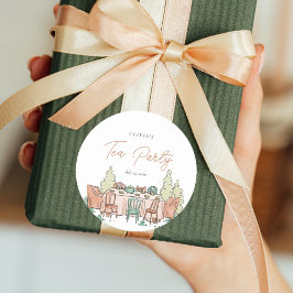 Pegatina Redonda Chicas de té fiesta lindo cumpleaños