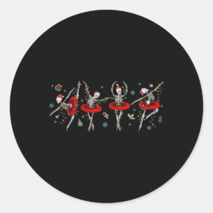 Pegatina Redonda Chicas del Ballet de Skeleton bailando Ballerina N