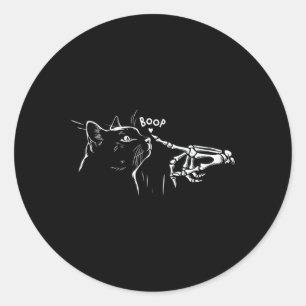 Pegatina Redonda Chicas del Cat Skeleton Halloween Mascota Boop K