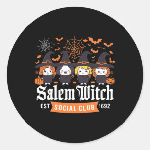 Pegatina Redonda Chicas del Club Social Halloween Witch Est 1692